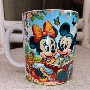 Disney Mickey and Minnie Cartoon Ceramic Mug - Blue and Orange Delight